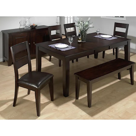 6-Piece Rustic Butterfly Leaf Dining Table, Side Chair, & Dining Bench Set